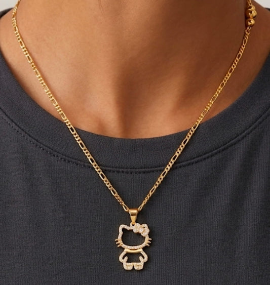 Gold Hello Kitty Necklace Fits Youth And Adults