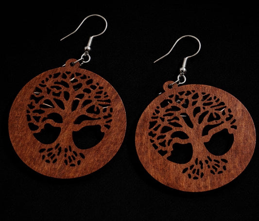 Medium Brown Wooden Earrings