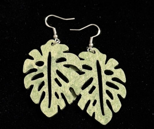 Leaf Shaped Wooden Earrings